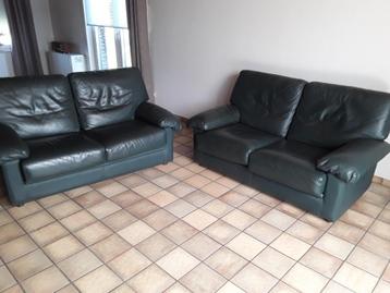 GROENE LEDEREN LOUNGE 2 x 2 zitplaatsen