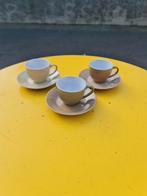 3 mokka koffietassen  in oker en bruin tinten / siaki, Ophalen of Verzenden