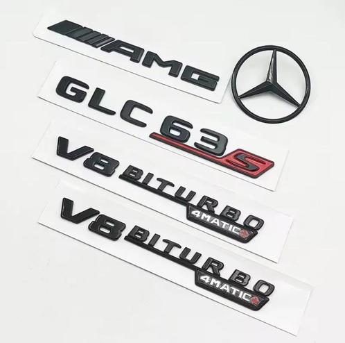 Mercedes GLC63S AMG Emblemen Set Zwart/Rood Nieuw, Auto diversen, Autostickers, Ophalen of Verzenden