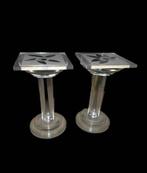 Set van 2 vintage design zuiltafeltjes - plexi, Huis en Inrichting, Tafels | Bijzettafels, Ophalen