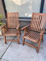 Set van 2 teak houten tuinstoelen, Jardin & Terrasse, Chaises de jardin, Enlèvement, Utilisé, Pliant, Bois de teck