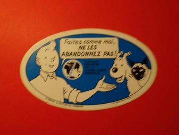 Autocollant Tintin - Protection des animaux, Enlèvement ou Envoi, Tintin, Comme neuf, Image, Affiche ou Autocollant