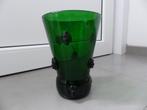 groene doorzichtige vaas met hoofdjes, Ophalen of Verzenden, Zo goed als nieuw, Groen, Minder dan 50 cm