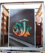 Groot industrieel vintage schilderij van machine pomp, Antiek en Kunst, Kunst | Schilderijen | Modern, Ophalen