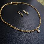 Set oorbellen ketting Natuurlijke Ethiopische opaal, Wit, Nieuw, Ophalen of Verzenden, Steen of Mineraal