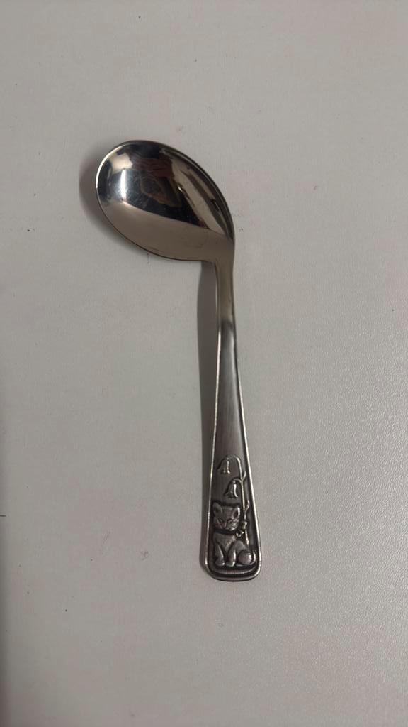 WMF kinderlepeltje – katje – Cromargan, Antiquités & Art, Antiquités | Couverts, Enlèvement ou Envoi