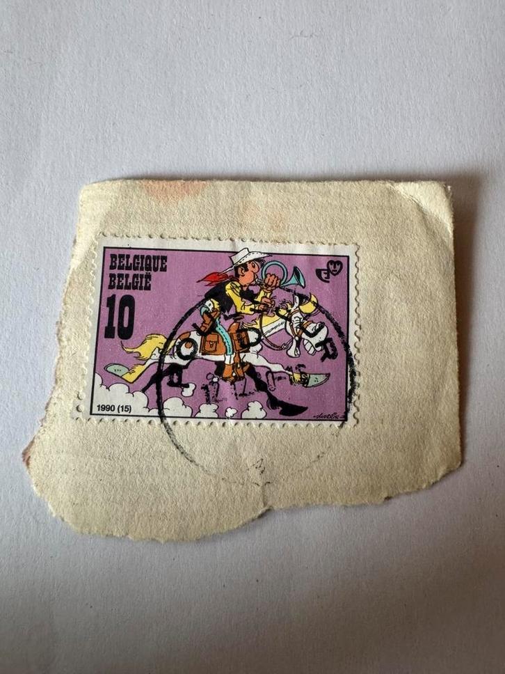 Belgische postzegel Lucky Luke-strip uit 1990 geannuleerd, Postzegels en Munten, Postzegels | Europa | België, Gestempeld, Ophalen of Verzenden