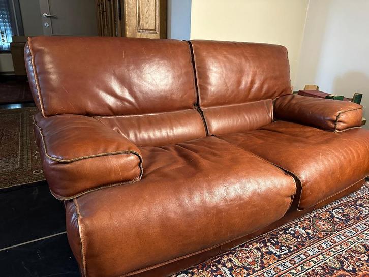 Salon en cuir (Buffle), Huis en Inrichting, Zetels | Zetels, Gebruikt, Rechte bank, Overige maten, 200 tot 250 cm, 75 tot 100 cm