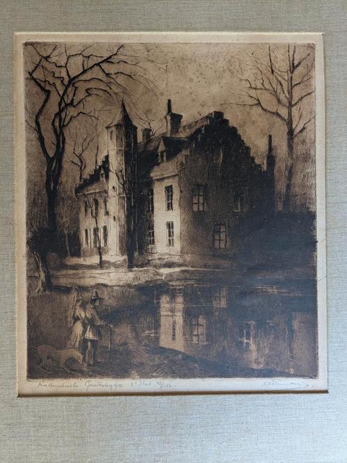 André Rinskopf - ets - kader - rattendaele gentbrugge, Antiek en Kunst, Kunst | Etsen en Gravures, Ophalen of Verzenden