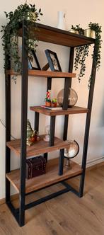 Industriële wandkast – massief hout & ijzer, Huis en Inrichting, Ophalen, Met plank(en), 200 cm of meer, Zo goed als nieuw