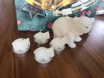 Kaarsen ijsberen (1x groot, 4x klein) beschikbaar voor biedingen
