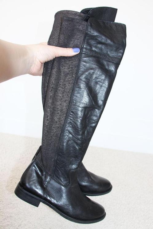 Prachtige Leren Moccio Laarzen - 30 (Maat 38) € 35,-, Kleding | Dames, Schoenen, Zo goed als nieuw, Hoge laarzen, Zwart, Verzenden