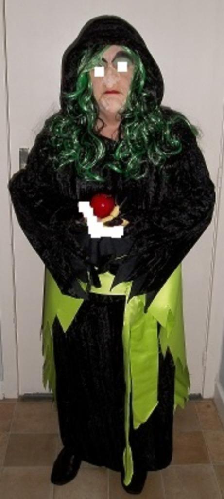 Halloween / carnaval: heksenpak + bezem, Kleding | Dames, Carnavalskleding en Feestkleding, Zo goed als nieuw, Kleding, Maat 46/48 (XL) of groter
