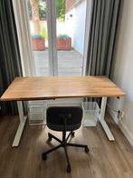 Fully Jarvis Zit-Sta Bureau (massief houten blad), Ophalen, Zo goed als nieuw, Elektrisch, Bureau