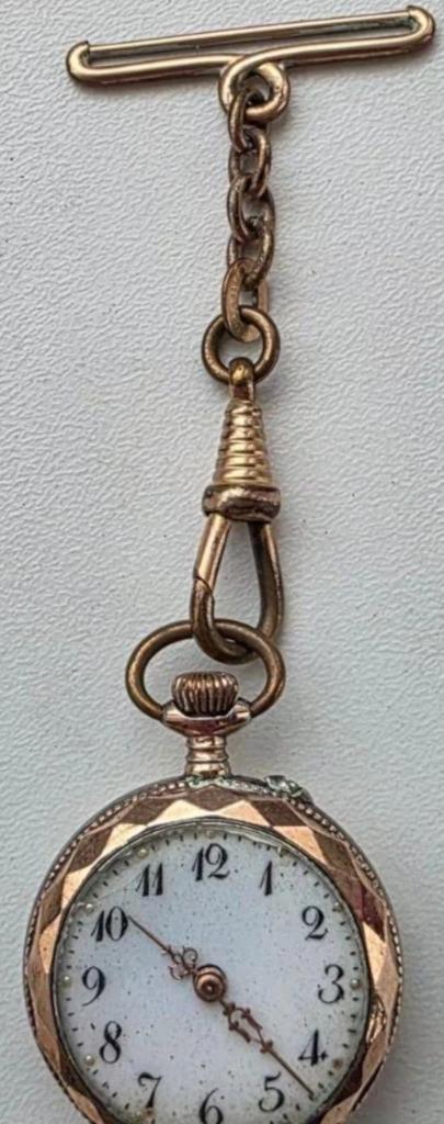 Zakhorloge+horloge met kraag+vermeil+ketting, Handtassen en Accessoires, Horloges | Antiek, Zakhorloge, Overige merken, Goud, Voor 1900