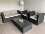 Lounge set antraciet met tafel en kussens, Bank, Gebruikt, Ophalen