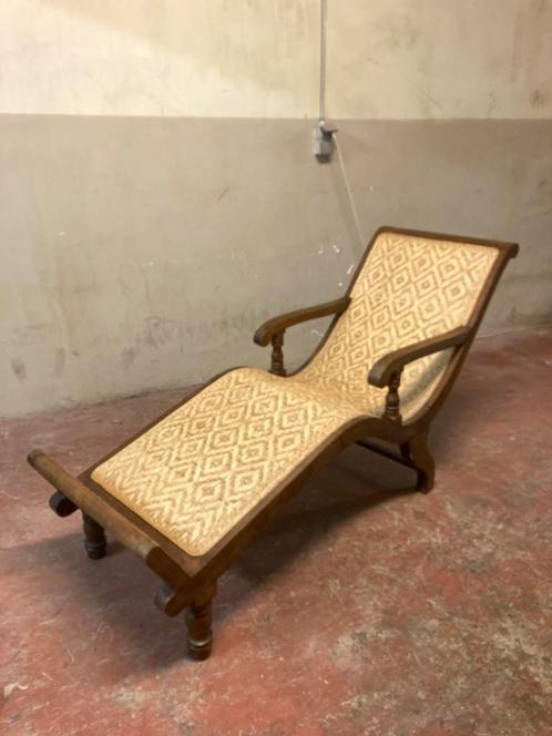 Antieke Chaise Longue met bijbehorende stoel, Antiek en Kunst, Antiek | Meubels | Stoelen en Sofa's, Ophalen