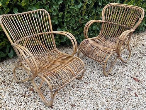 Rohe vintage rotan stoelen, Huis en Inrichting, Stoelen, Gebruikt, Vijf, Zes of meer stoelen, Riet of Rotan, Bruin, Ophalen