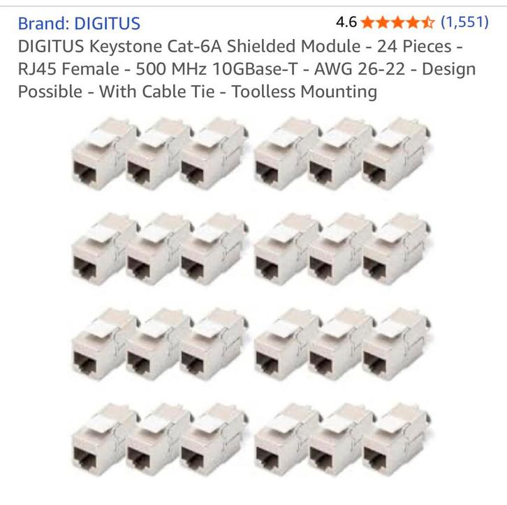 Set van 23 Cat-6A keystones DIGITUS, Computers en Software, Netwerk switches, Zo goed als nieuw, Ophalen of Verzenden