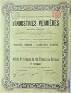 S.A. Cie Russo Belge d'Industries Verrières - act.pr.de 100f, Ophalen of Verzenden, Aandeel, Voor 1920