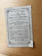 Rouwkaart F. Descamps  Kortrijk 1838 + 1886, Carte de condoléances, Envoi