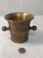 Oude massieve koperen vijzel — Kleine vintage vijzel, Antiek en Kunst, Ophalen of Verzenden