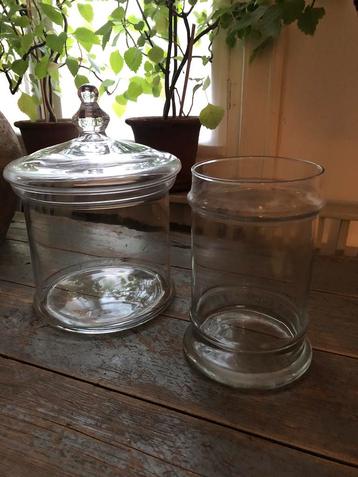 GLAS GLASWERK ANTIEKE POT GLAZEN POT DEKSEL DECO, Antiek en Kunst, Ophalen of Verzenden