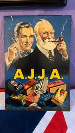 Ajja blauw plaatwerk uit de jaren 50, Verzamelen, Ophalen of Verzenden, Gebruikt, Reclamebord