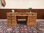 Klassiek Engels Teak Chesterfield Bureau Partnerdesk, Ophalen of Verzenden