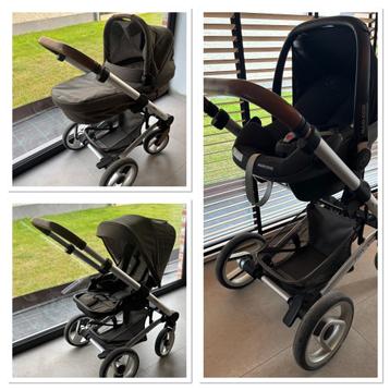 Buggy met maxicosy, draagmand en zitje MUTSY KAKI, Kinderen en Baby's, Ophalen, Gebruikt, Overige merken