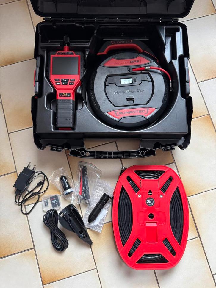 Runpotec inspectiecamera RC2 30m + GF3 lengtemeter 30m, Bricolage & Construction, Électricité & Câbles, Comme neuf, Enlèvement