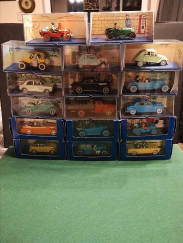 kuifje - herge : 17 miniatuur auto's 2002 blauwe versie. beschikbaar voor biedingen