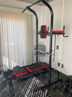 Gewichtstation - Bench Press, Pull Up Bar, Dip, bar+gewicht, Sport en Fitness, Ophalen, Krachtstation, Buik, Zo goed als nieuw