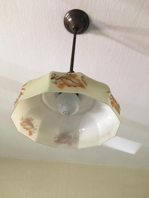 Vintage glazen luster met motiefje, Antiek en Kunst, Antiek | Verlichting, Ophalen of Verzenden