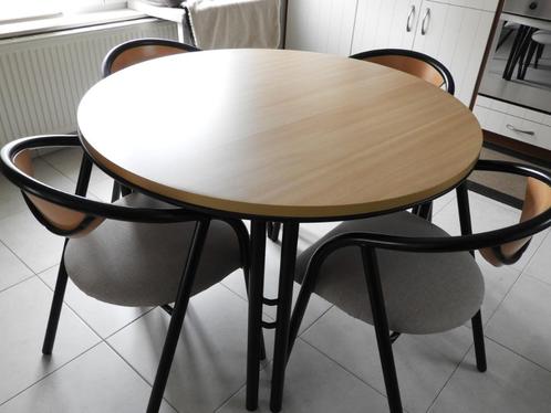 Ronde Keukentafel 110 cm met 4 beklede stoelen, Huis en Inrichting, Complete inboedels, Ophalen