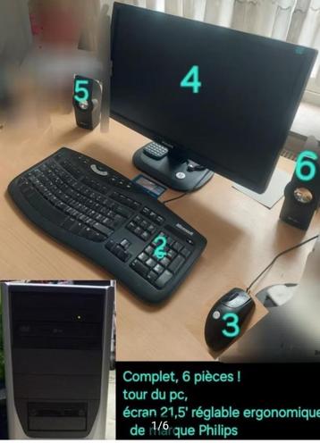 Volledige pc: toren +22' Philips-scherm+toetsenbord+muis+2HT beschikbaar voor biedingen