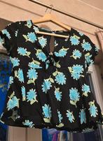 Zomerblouse/top (blauwe en zwarte bloemen), Ophalen, Zo goed als nieuw