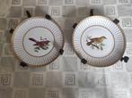 2 Vintage porceleinen borden met rand van bladgoud, Ophalen
