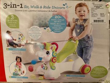 3 in 1 Zit, Stap en Rijd Unicorn, Enlèvement, Comme neuf, 6 mois à 2 ans