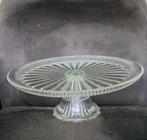 Brocante glazen taartschotel met opstaande rand, Antiek en Kunst, Ophalen