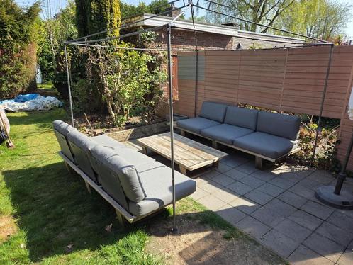 Tuinlounge Teak (3 + 3) + koffietafel. Prijs o.t.k., Tuin en Terras, Tuinsets en Loungesets, Gebruikt, Loungeset, Teakhout, 6 zitplaatsen