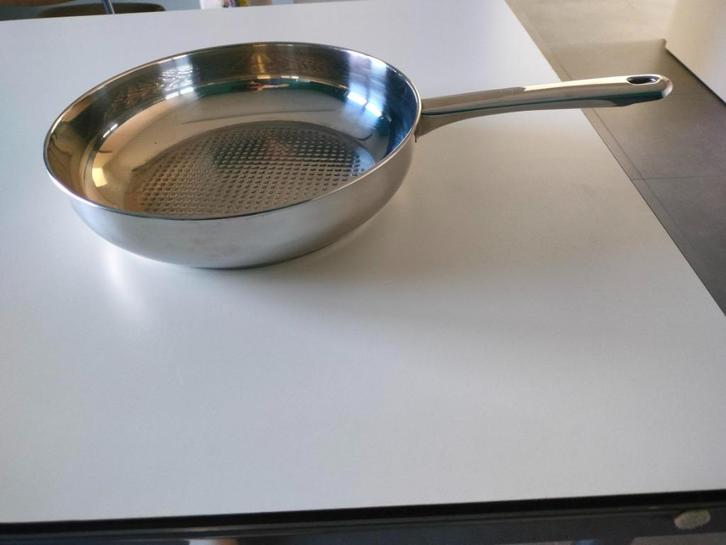 Braadpan, Huis en Inrichting, Keuken | Potten en Pannen, Zo goed als nieuw, Koekenpan of Braadpan, Inox, Keramische plaat, Ophalen of Verzenden