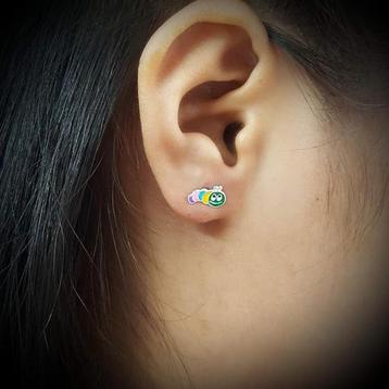 Boucles d'oreilles en argent pour enfants en forme de ver co