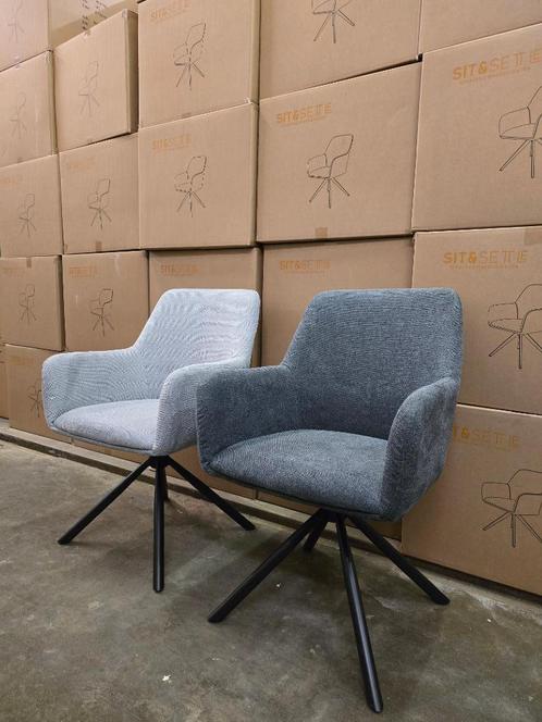 S&S Stoel Evelyn (donker) grijs fabrics 180 met return, Huis en Inrichting, Stoelen, Nieuw, Metaal, Stof, Grijs, Ophalen of Verzenden