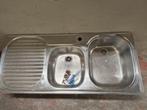 Dubbele inox spoelbak 112 cm Diepte 50 cm, Ophalen, Gebruikt, 50 tot 75 cm, 100 tot 150 cm