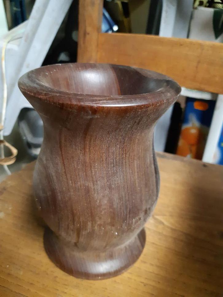 Vase tourné dans l'hélice d'un avion - bois, Antiquités & Art, Curiosités & Brocante, Enlèvement ou Envoi