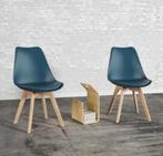 Schitterende Scandinavische Nora blauwe stoelen met houten p, Huis en Inrichting, Stoelen, Ophalen