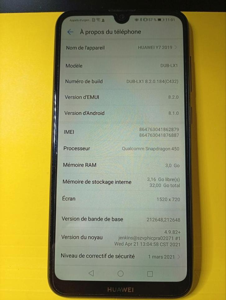 Smartphone Huawei Y7 2019 avec coque de protection, Telecommunicatie, Mobiele telefoons | Huawei, Gebruikt, Touchscreen, Android OS