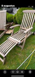 Ligstoel (deckchair) in hout, Ophalen, Gebruikt, Hout, Verstelbaar