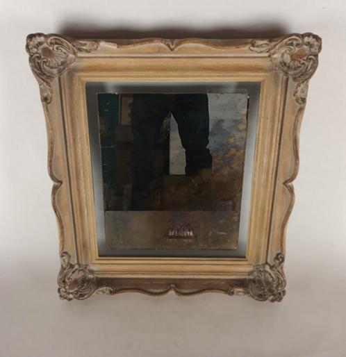 Oude, 'zwevende' spiegel in kader - SOLDEN!, Antiek en Kunst, Antiek | Spiegels, Minder dan 50 cm, Minder dan 100 cm, Rechthoekig